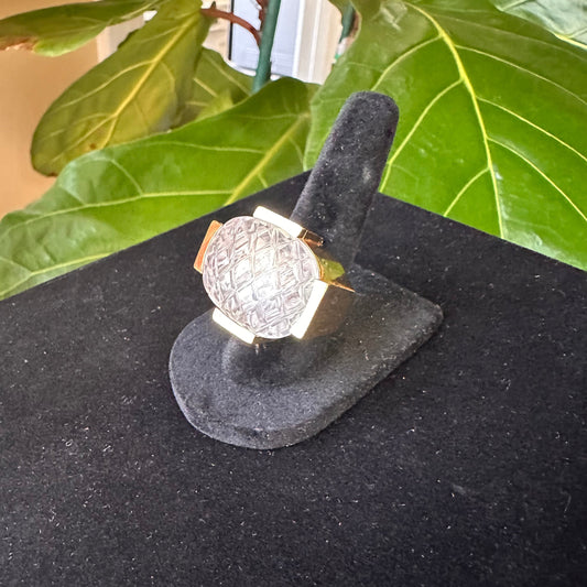David Webb Crystal Pool Cocktail Ring 18k Yellow Gold