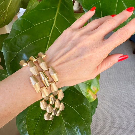 Retro Wide Link 14k Gold Bracelet, Chunky Gold Bracelet 14k, Stackable Bracelet
