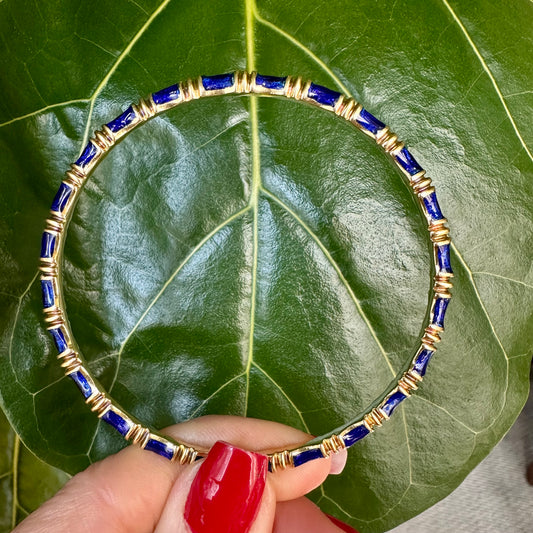 Tiffany & Co. 18k Blue Enamel & Yellow Gold Bangle, Hoop, Bracelet