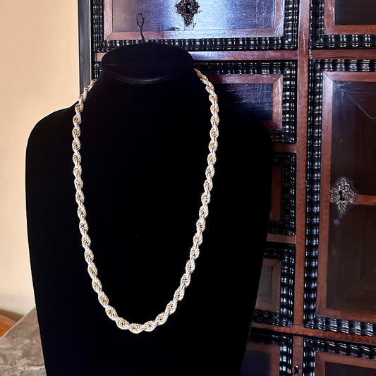 Iced Out Diamond Rope Link 14k Yellow Gold Chain