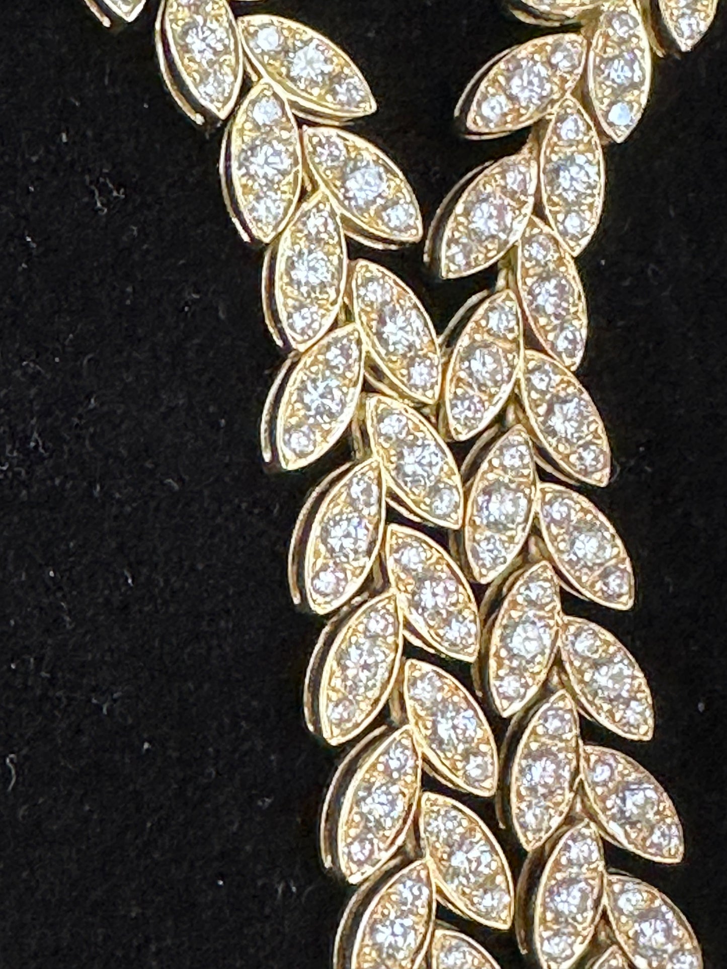 Diamond Yellow Gold Necklace Leaf Design