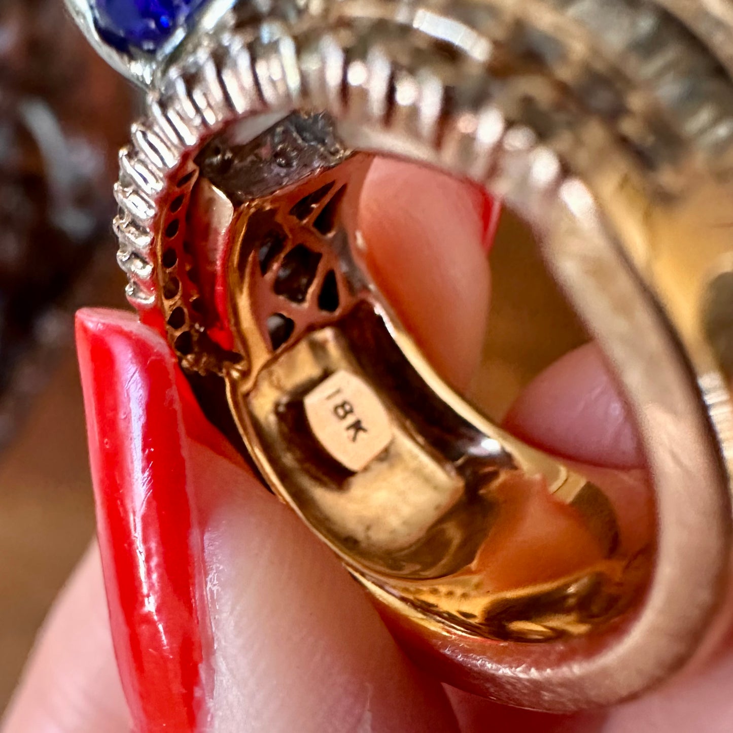 Tanzanite Diamond 18k  Rose Gold Ring, Cocktail Ring, December Birthstone