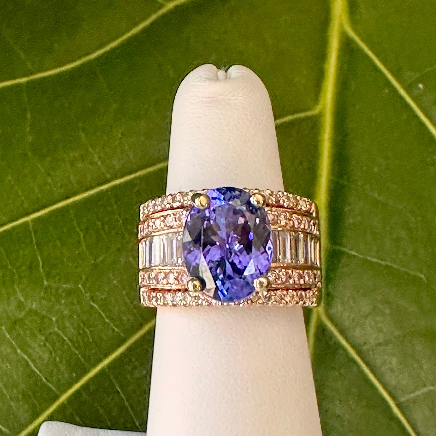 Tanzanite Diamond 18k  Rose Gold Ring, Cocktail Ring, December Birthstone