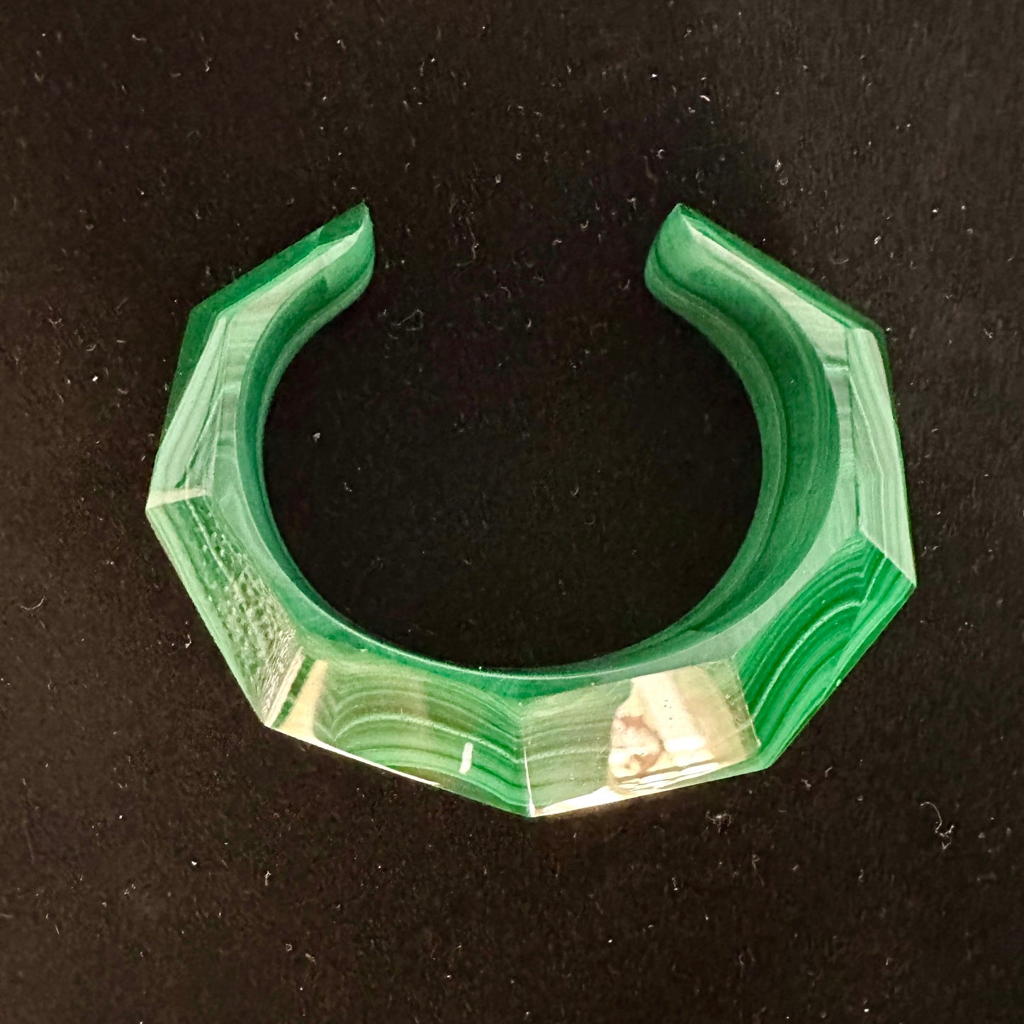 Malachite and Diamond Bangle, Carved Malachite Bracelet, Natural Malachite 18k Yellow Gold Cuff