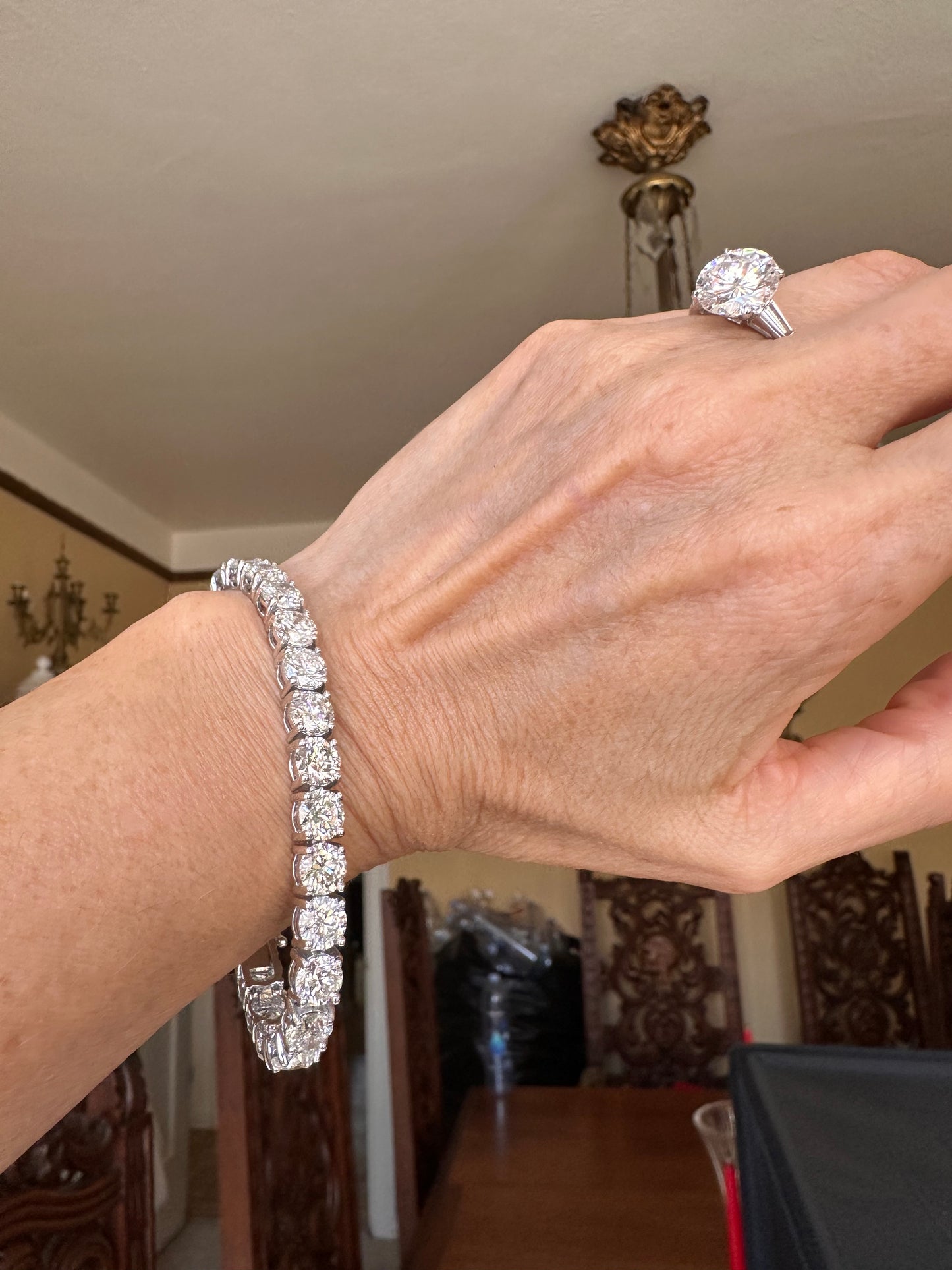 One Carat Each Round Diamond Tennis Bracelet, April Birthstone, Natural Diamond Bracelet 14k
