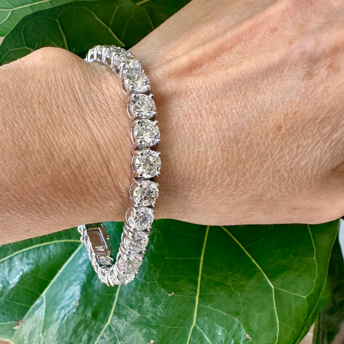One Carat Each Round Diamond Tennis Bracelet, April Birthstone, Natural Diamond Bracelet 14k