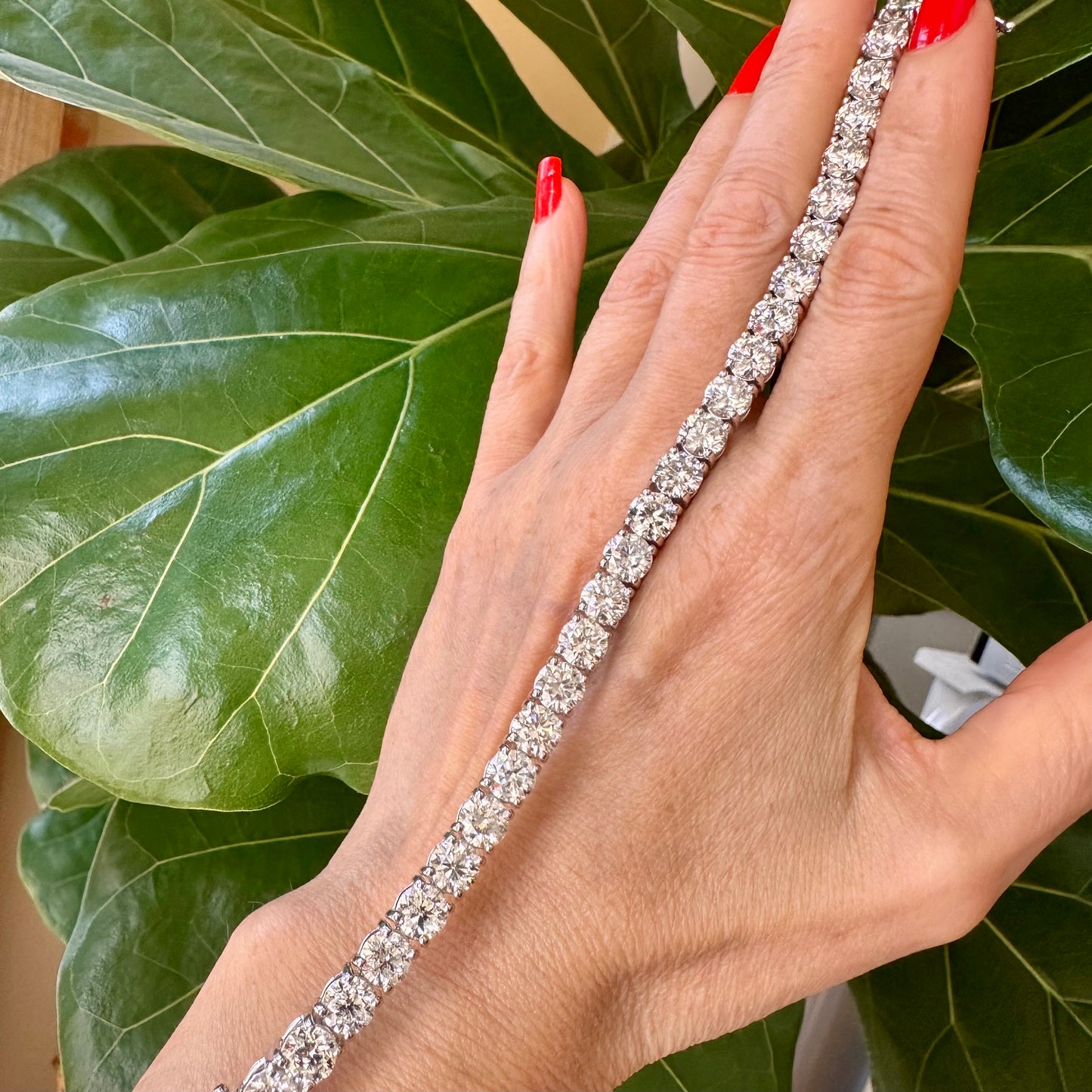 One Carat Each Round Diamond Tennis Bracelet, April Birthstone, Natural Diamond Bracelet 14k