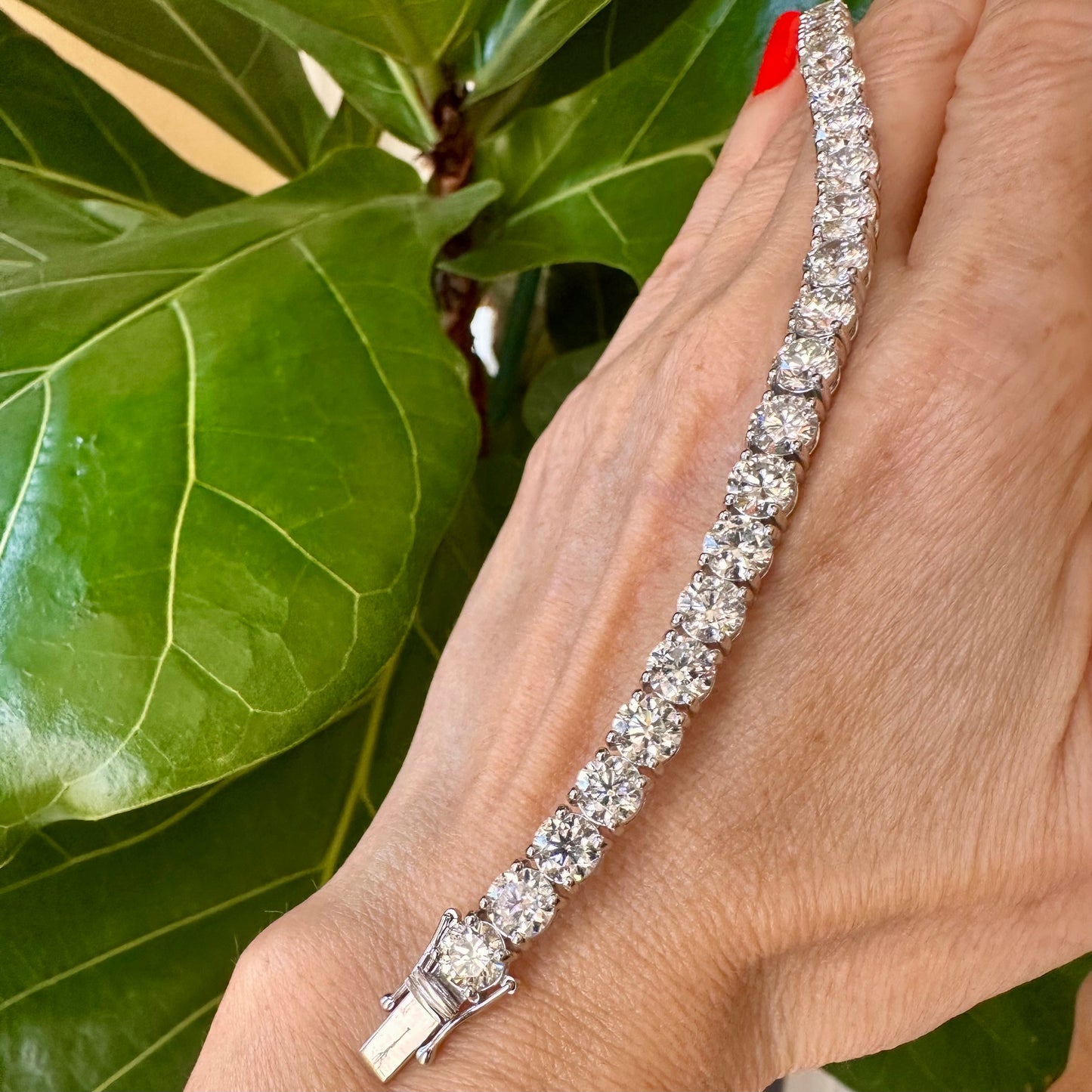 One Carat Each Round Diamond Tennis Bracelet, April Birthstone, Natural Diamond Bracelet 14k