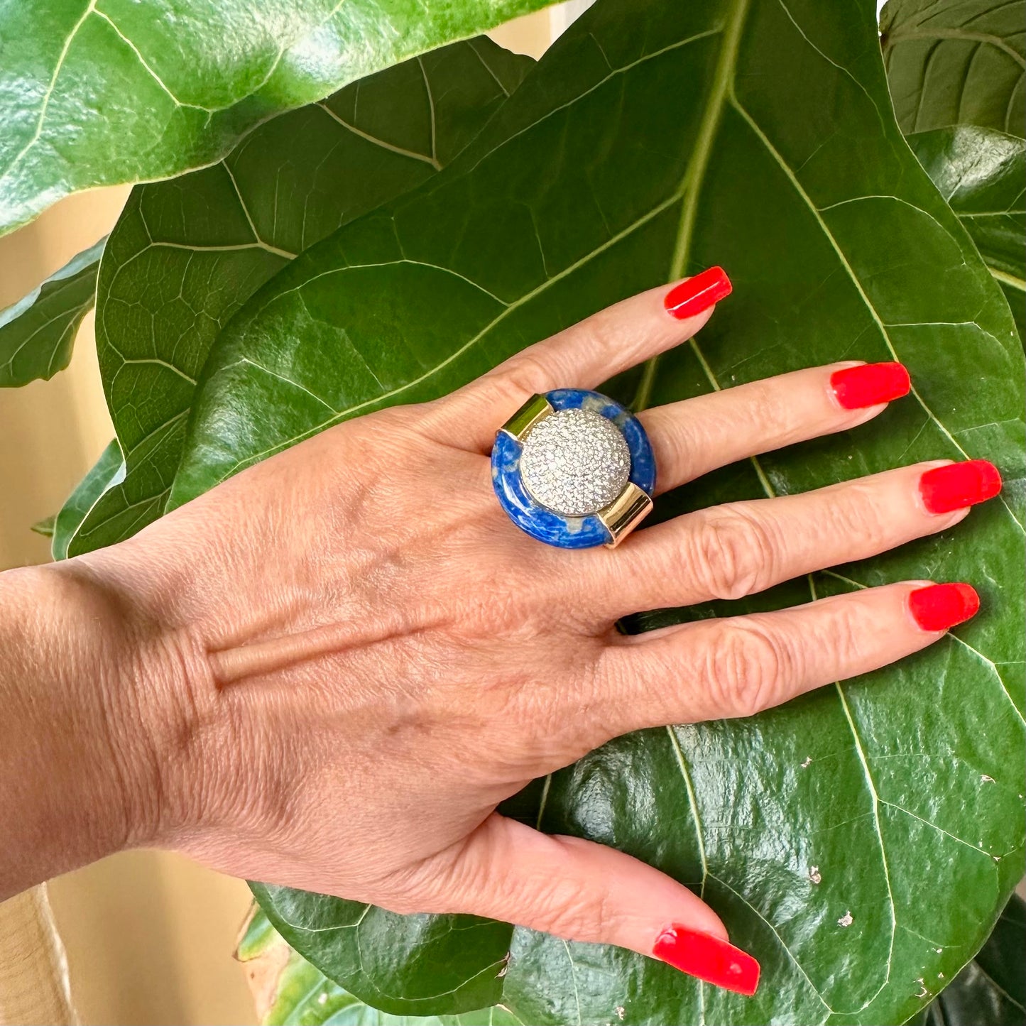 Lapis Diamond Retro Ring
