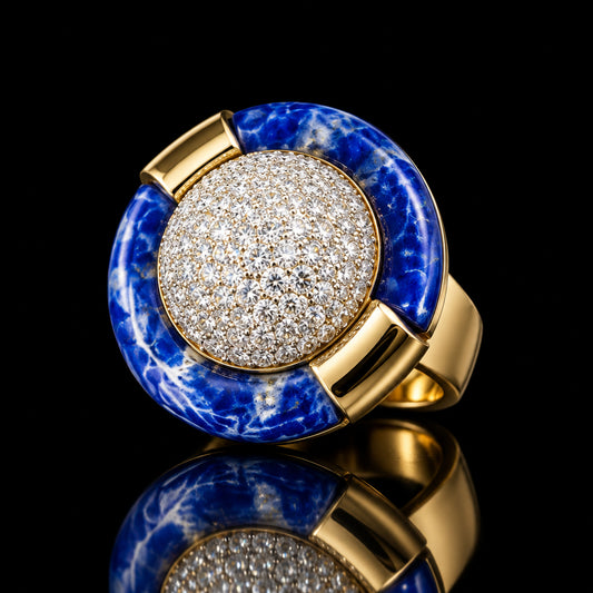 Lapis Diamond Retro Ring
