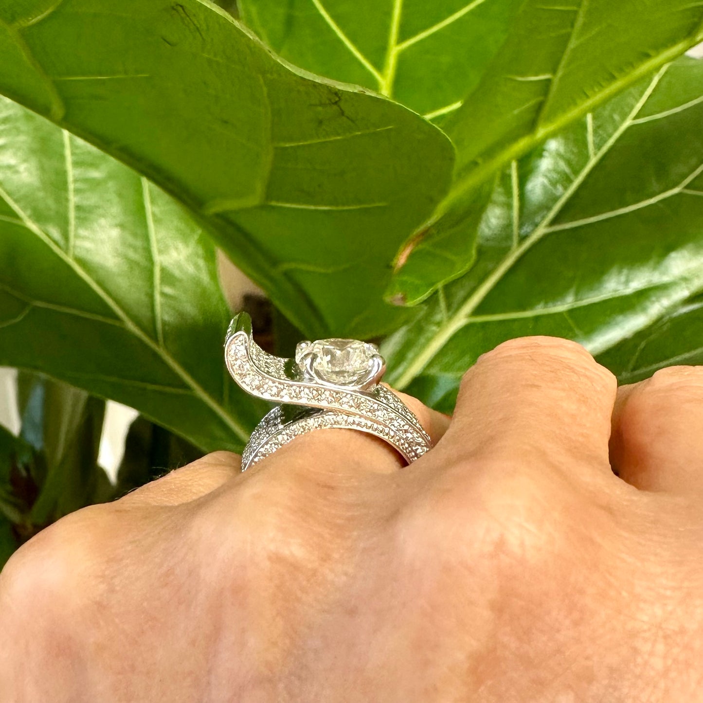 Cocktail Diamond Platinum Ring, Engagement Anniversary Statement Ring