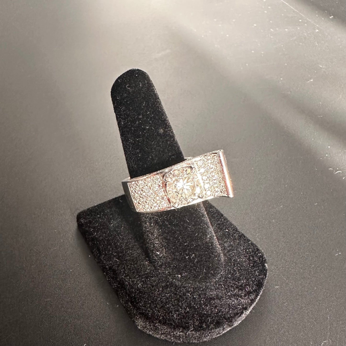 Cocktail Diamond Platinum Ring, Engagement Anniversary Statement Ring