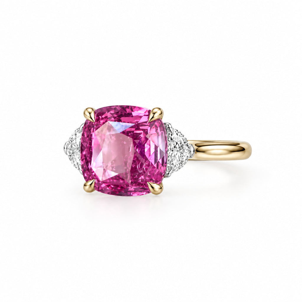 Vivid Purpleish Pink Sapphire Certified Ring