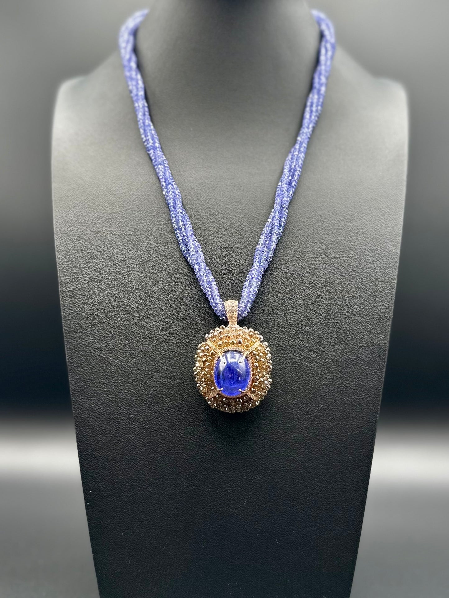 Lugano Design Cabochon Tanzanite Pendent Necklace