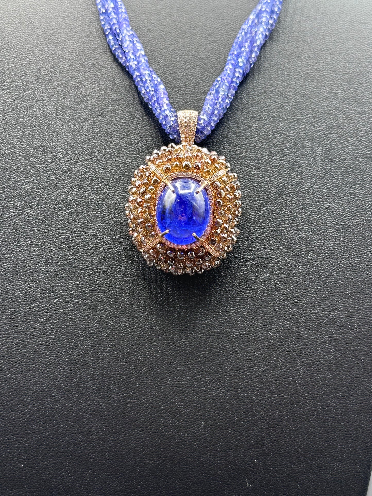 Lugano Design Cabochon Tanzanite Pendent Necklace