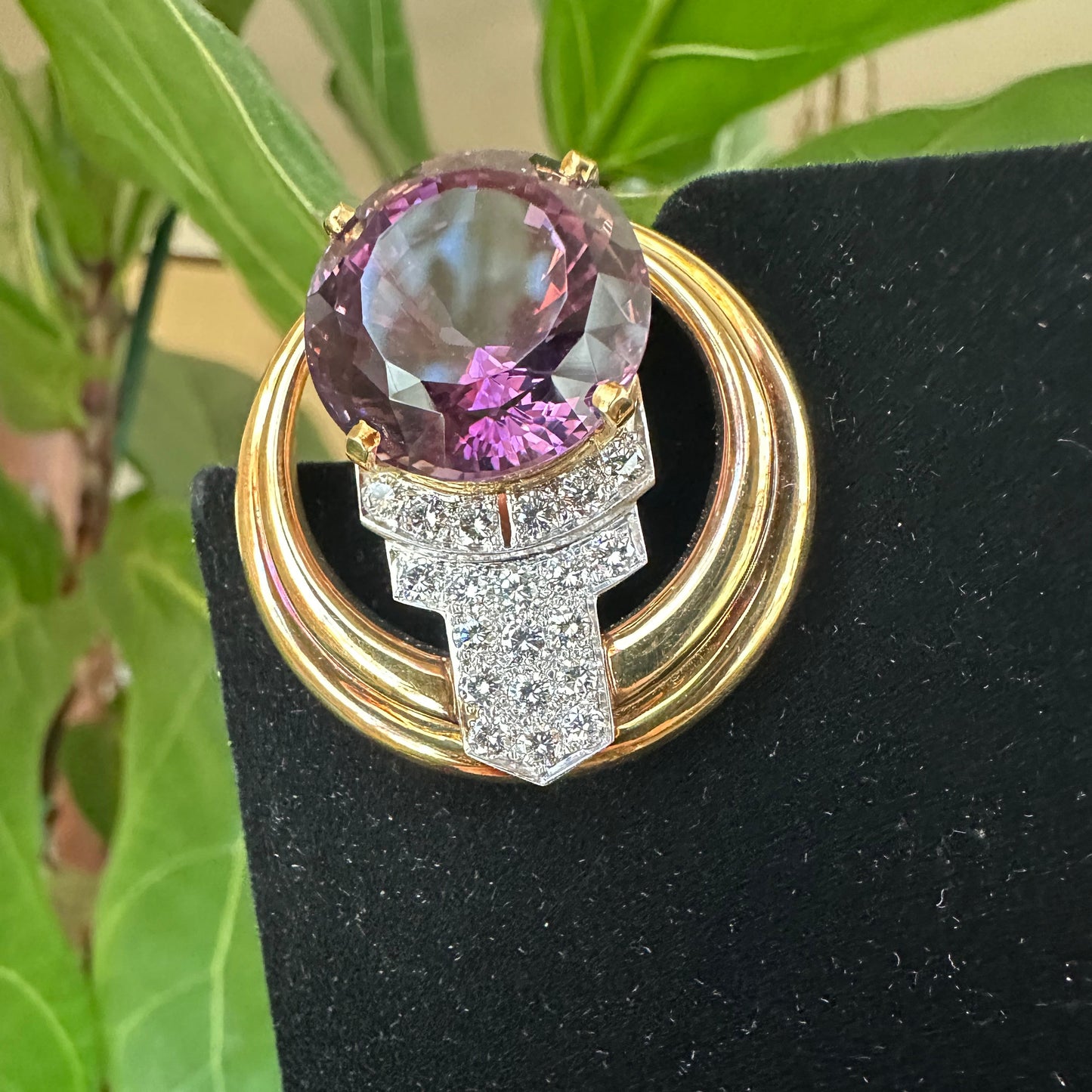 Retro Amethyst and Diamond Earrings Platinum & 18k Yellow Gold