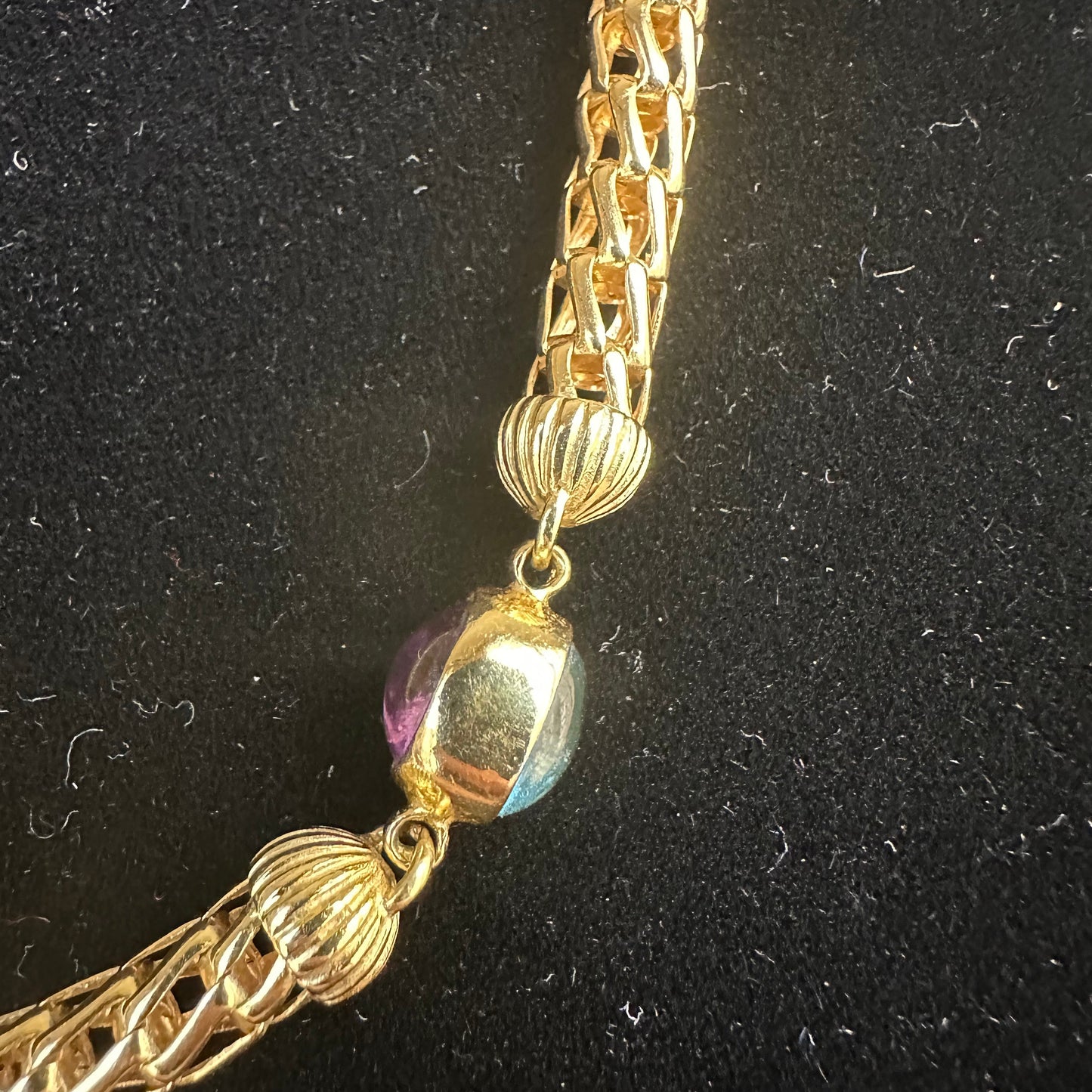 18k Yellow Gold Station Necklace with Precious Stones