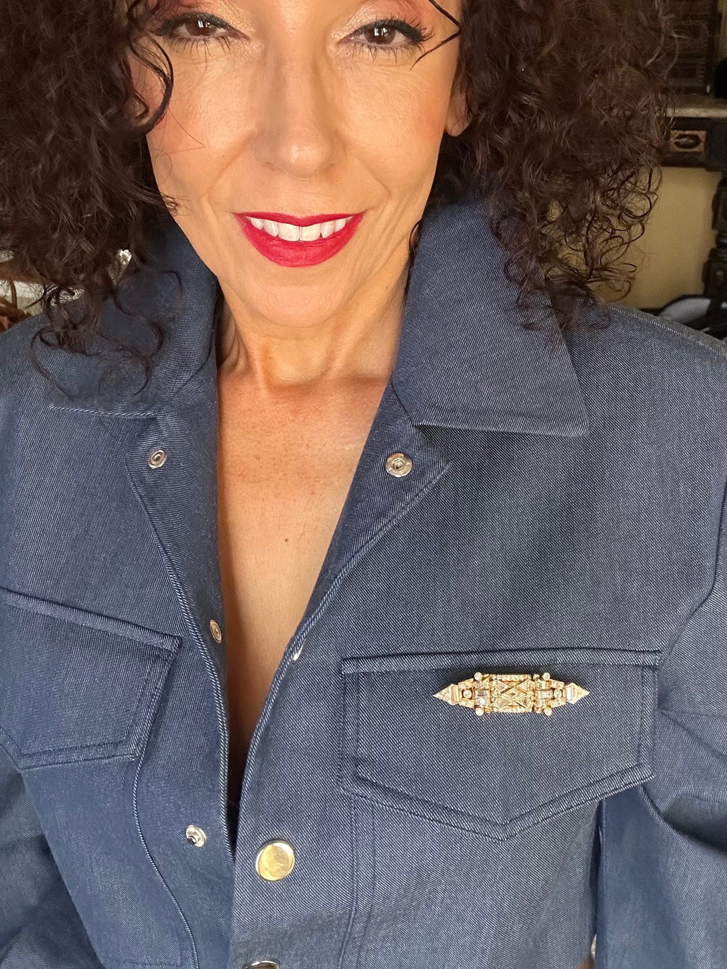 Vintage Multi Shape Cut Diamond Brooch/Pin 18k Yellow Gold