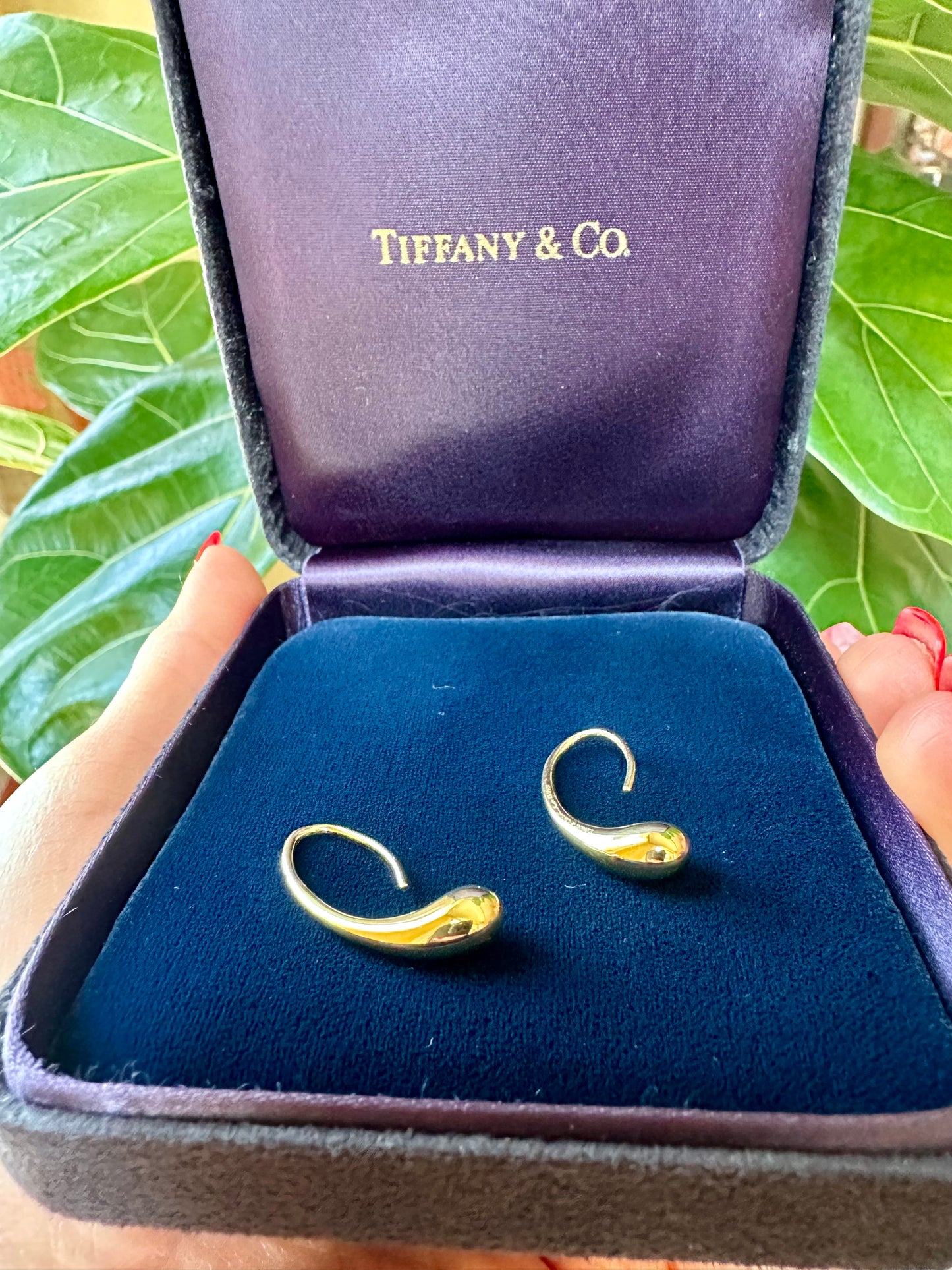 Tiffany & Co. Elsa Peretti Spain Teardrop 18k Hoop Earrings