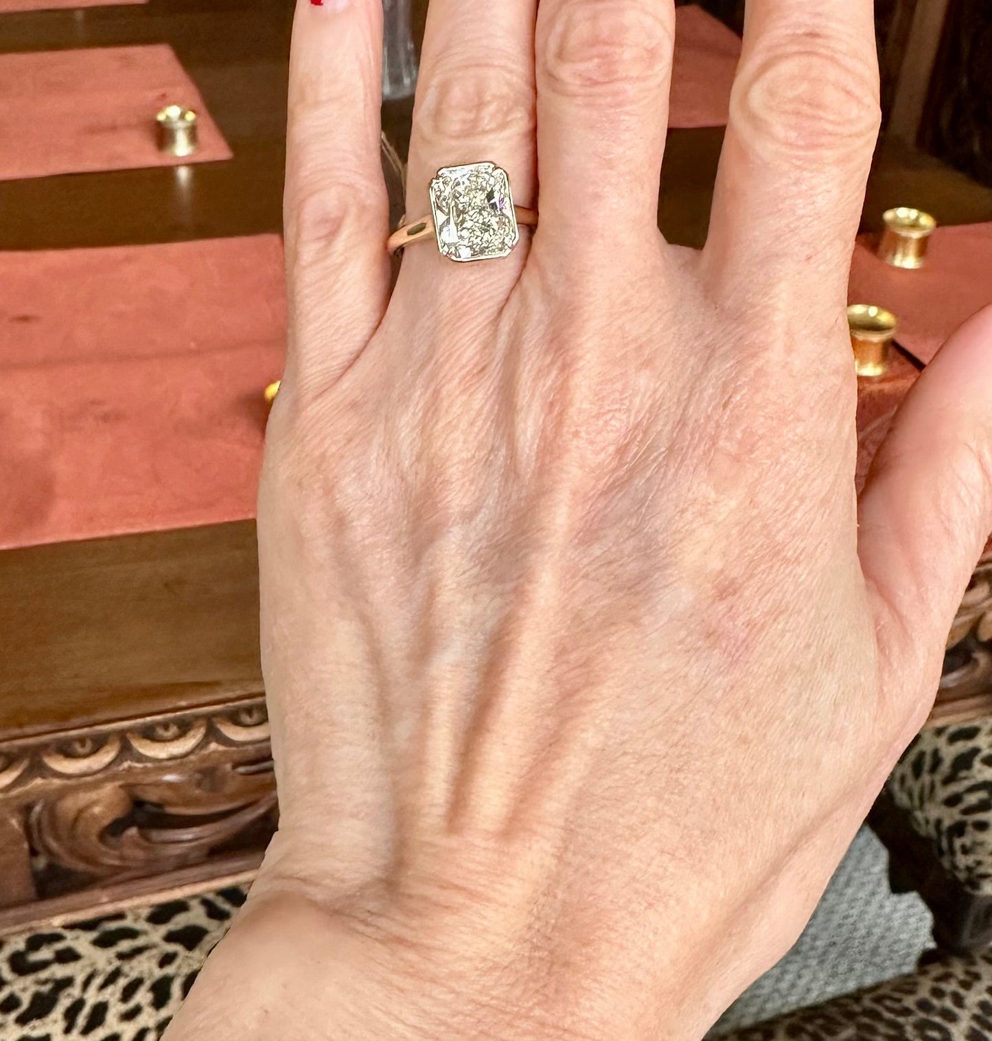 5.16 GIA Cut Cornered Rectangular Modified Brilliant Natural Diamond Ring 18k