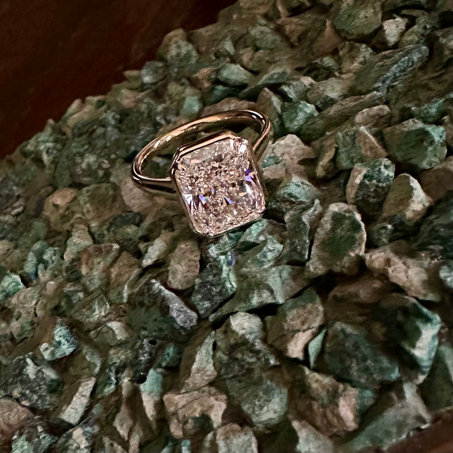 5.16 GIA Cut Cornered Rectangular Modified Brilliant Natural Diamond Ring 18k