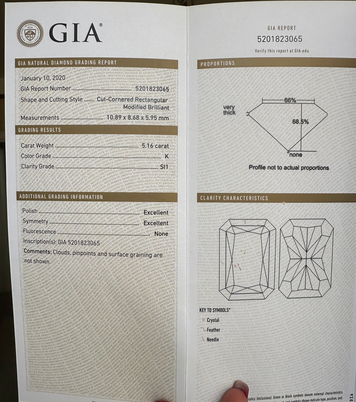 5.16 GIA Cut Cornered Rectangular Modified Brilliant Natural Diamond Ring 18k