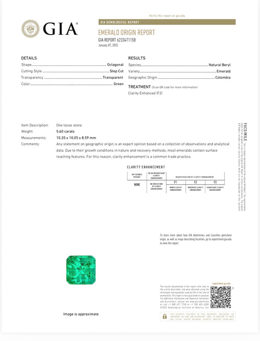 5.60ct GIA-Certified Colombian Emerald & Diamond Ring, Platinum & 18k Gold
