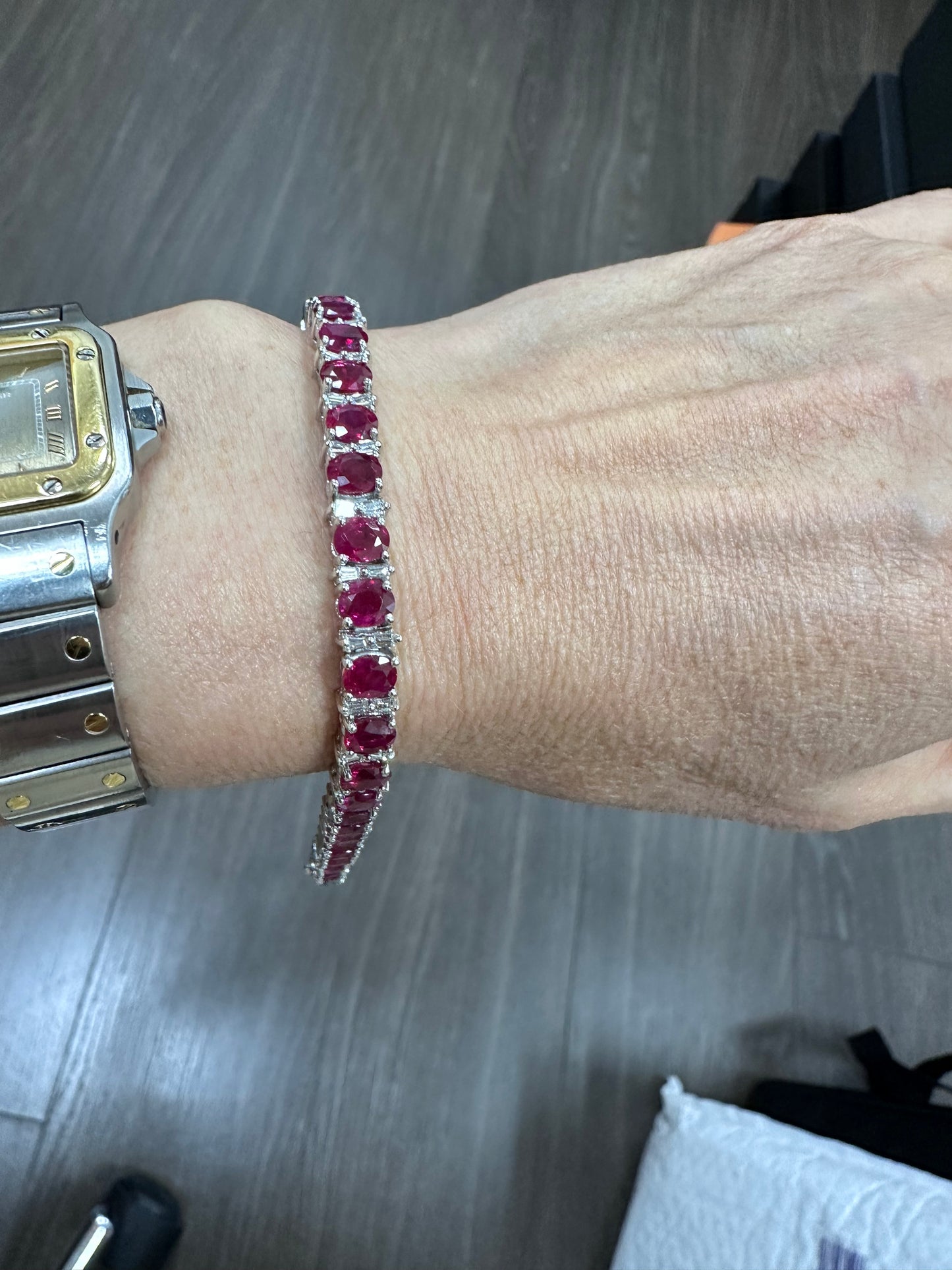 Ruby & Diamond Tennis Bracelet Platinum