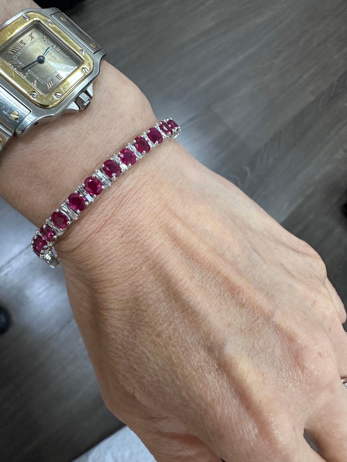 Ruby & Diamond Tennis Bracelet Platinum