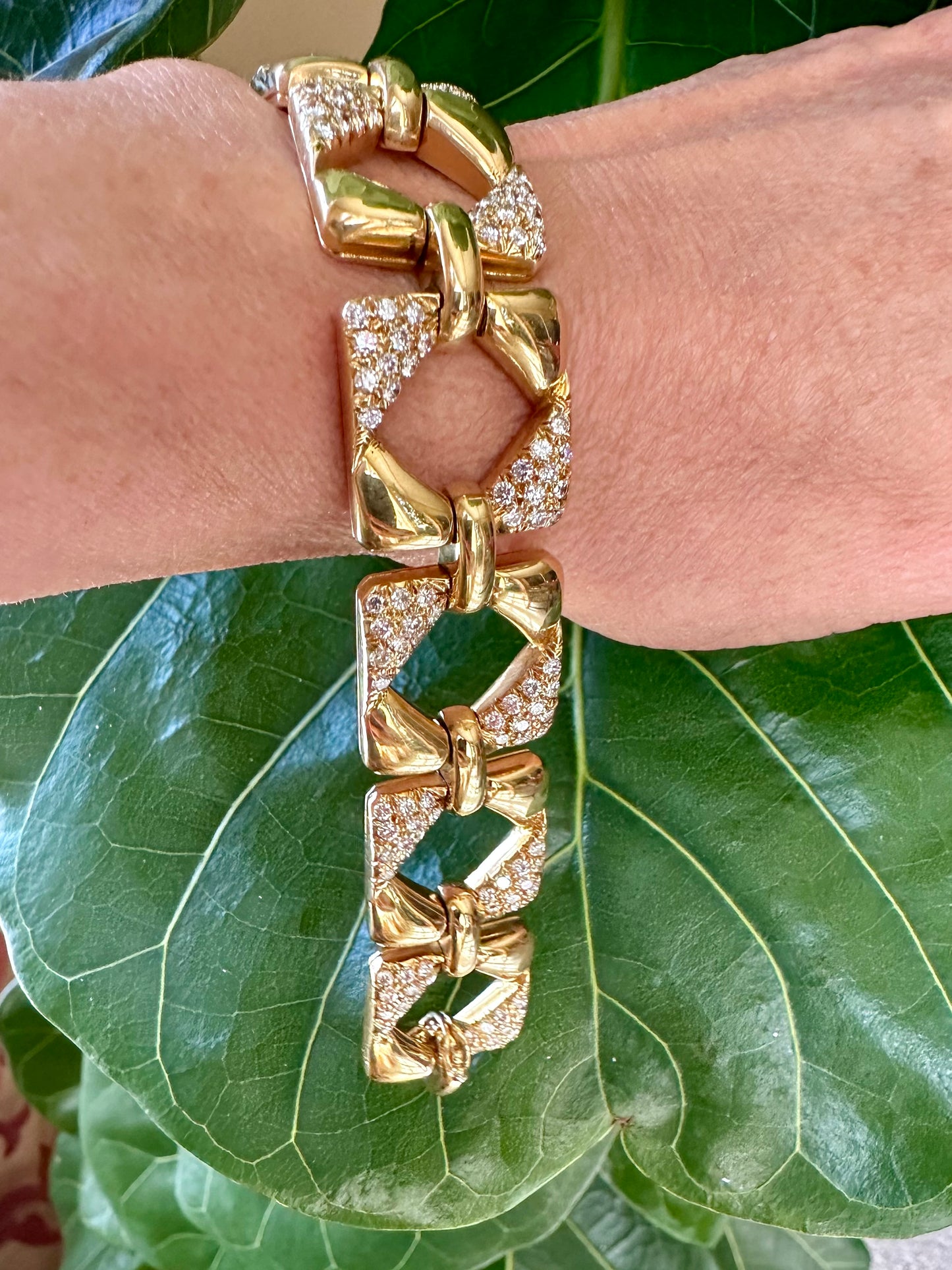 Geometric Yellow Gold & Diamond Bracelet