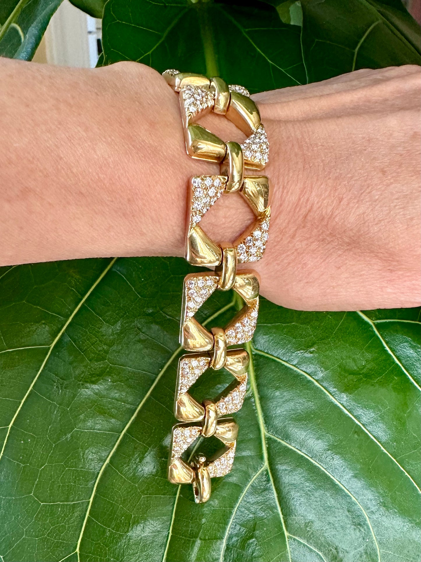 Geometric Yellow Gold & Diamond Bracelet