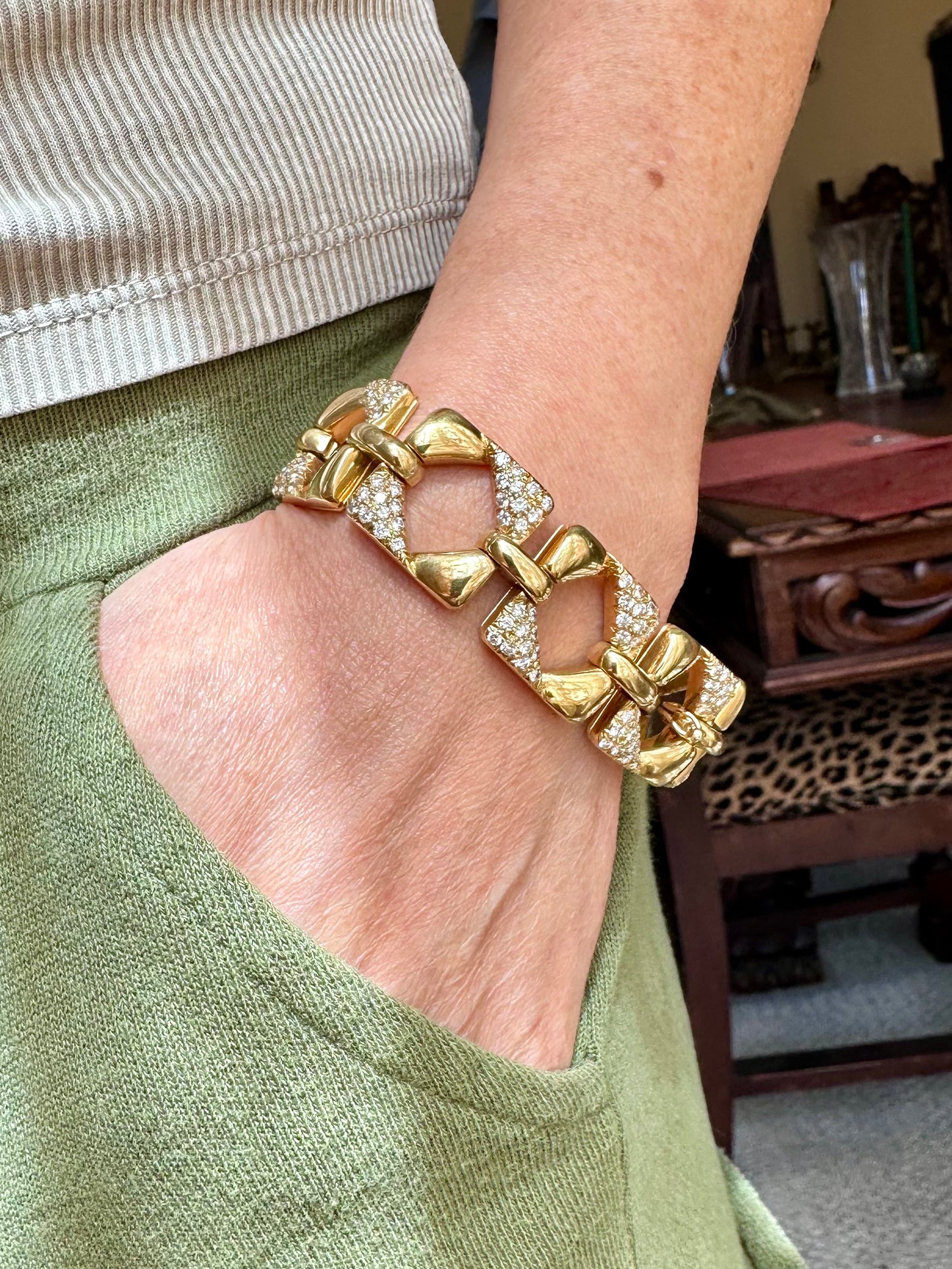 Geometric Yellow Gold & Diamond Bracelet