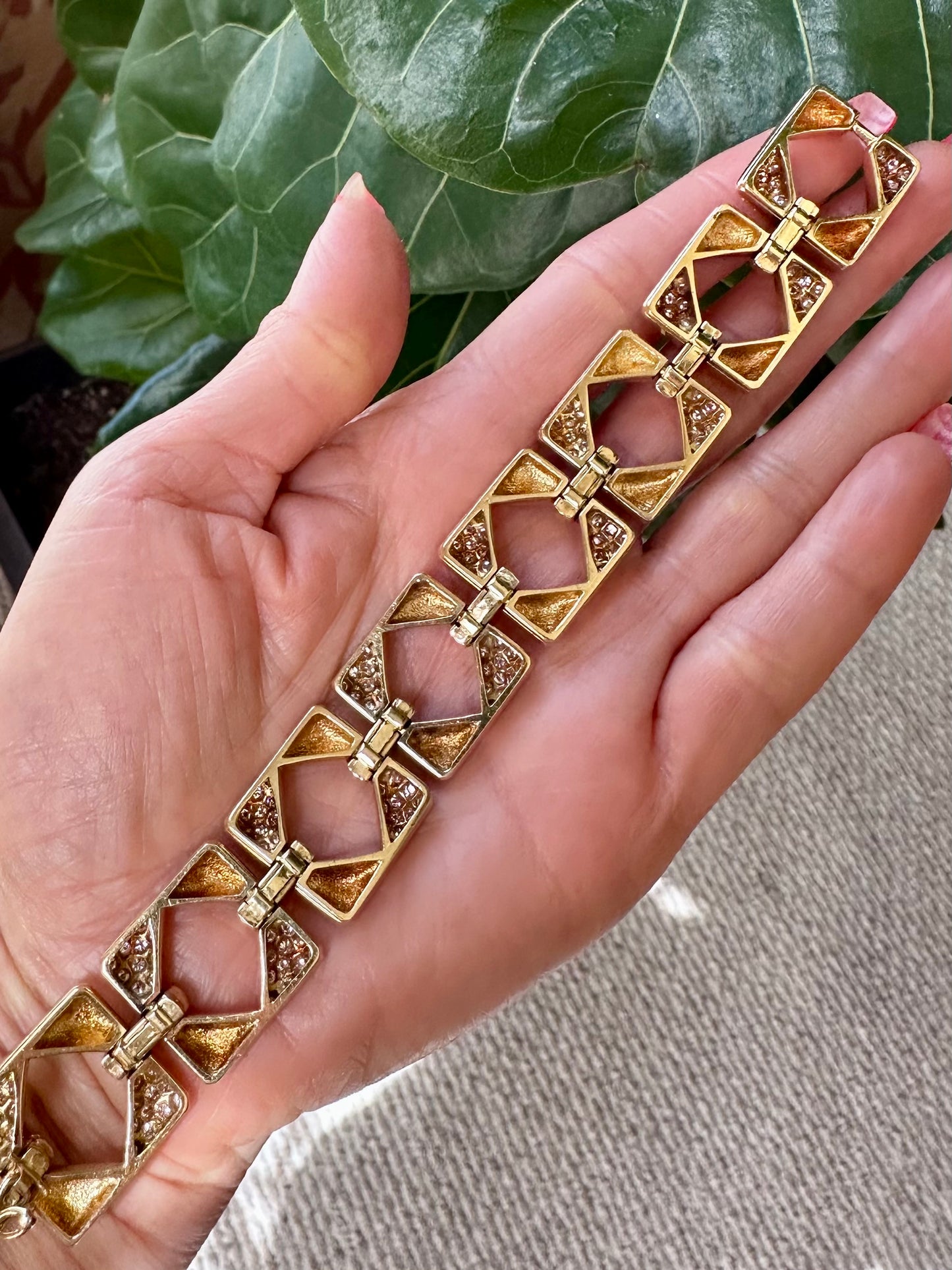 Geometric Yellow Gold & Diamond Bracelet