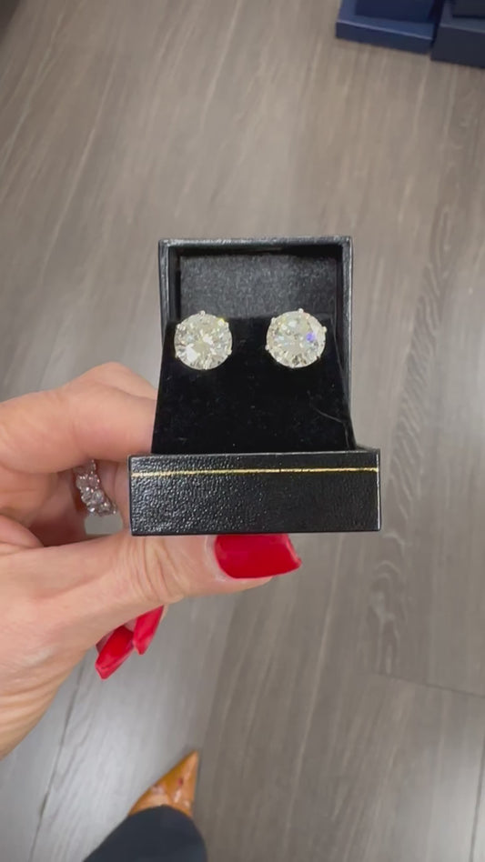 Diamond Studs 9.32 TCW White Gold